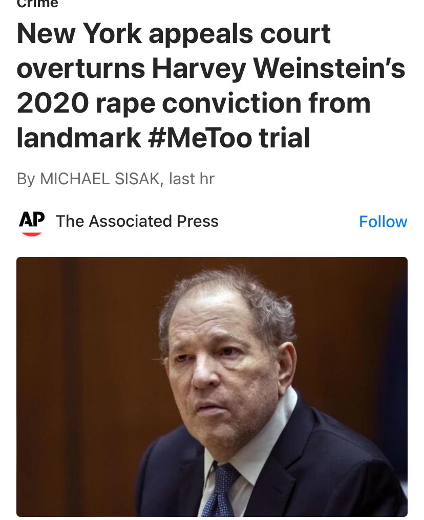 What a ridiculous injustice?! #harveyWeinsteinisacriminal #MeToo WTH - NY Appeals Court? ⚖️⚡️⚖️⚡️⚖️⚡️⚖️⚡️⚖️⚡️⚖️