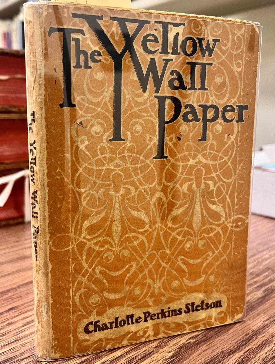 Y is for 'The Yellow Wallpaper' by Charlotte Perkins Gilman, published in a magazine in 1892 and bound for the first time as a book in 1901. You can come read a first-edition copy held at ARCS! #ArchivesAtoZ ocul-uo.primo.exlibrisgroup.com/permalink/01OC…