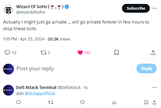 Defiattack's tweet photo. Let's get him Onboard $OUT we need Wizard Of SoHo. https://t.co/8U0Ci6o6fj