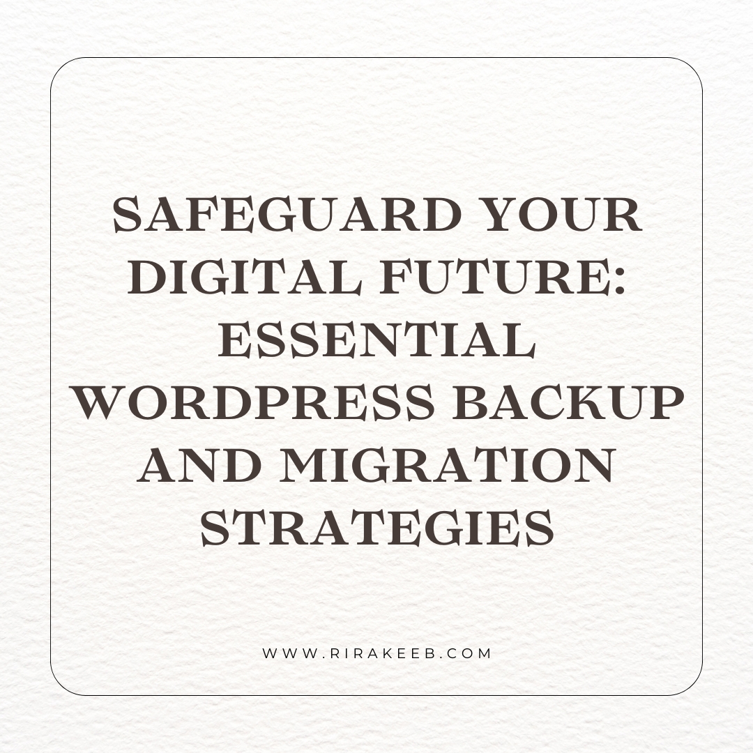 WordPress Woes?  Don't sweat it! Backups & migrations keep your site safe & sound. ️ UpdraftPlus & VaultPress can be your heroes!  Stay tuned for how-to tips next! #WordPress #Backup #Migration #WebsiteSecurity #rirakeeb
