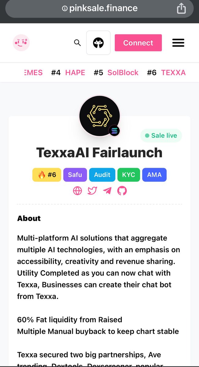 TexxaAI's tweet photo. TEXXA is trending at number 6 and we have just started. This is your sign to get onboard the Texxa AI journey to the moon!
Join us now! Presale link: https://t.co/26nv3kT7YX
#TexxaAI #Softcap #AI #PINKSALE https://t.co/atAGSPNBbE