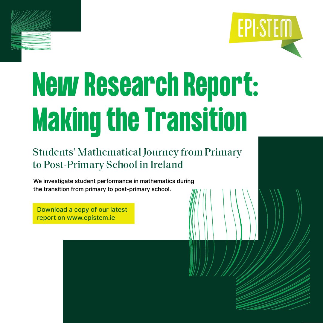 Our new report Making the Transition investigates students' performance as they transition from primary to post-primary school. Read here: bit.ly/research-repor… @GMooneySimmie @SchoolOfEd_UL @SchoolOfEd_UL@sci_engUL @UL @Education_Ire @PdstStem @HelenFi90316080