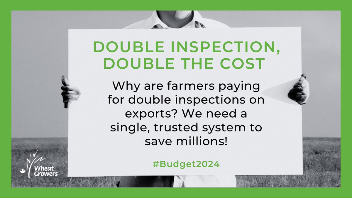 Double inspection fees are draining farmer funds unnecessarily. Demand a streamlined system! 
#CutRedTape #GrainInspections #Budget2024 #CdnAg #CdnPoli #WestCdnAg #AdvocatingForUs #ag