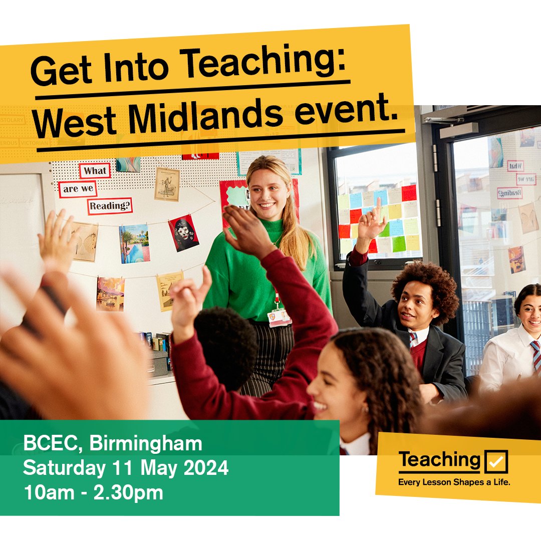 We'll be at #GetIntoTeaching: West Midlands on 11th May to tell you about our #TeacherTraining opportunities!

✅Get expert advice📝
✅Discuss your options & ask us questions👂
✅Connect with others🍏
✅Sample an ATTI sweet😉🍬

Book now👇getintoteaching.education.gov.uk/events/about-g…

See you there!👋