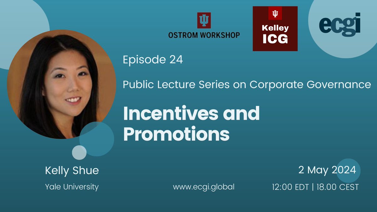 🗓️ 02 May 2024 'Incentives and Promotions' online lecture by Kelly Shue (@Yale, @YaleSOM) will discuss research on the Peter Principle, which says that hierarchical organisations suffer because effective workers are promoted until they reach their “level of incompetence.” Ep.…