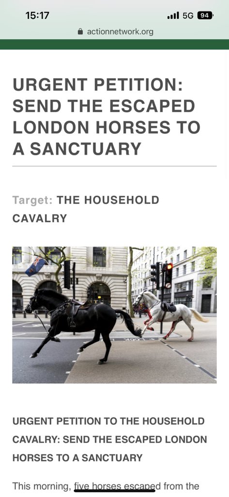People signing petition to send those horses that escaped in London to a sanctuary After running about London myself, I GET IT So fair play to the horses