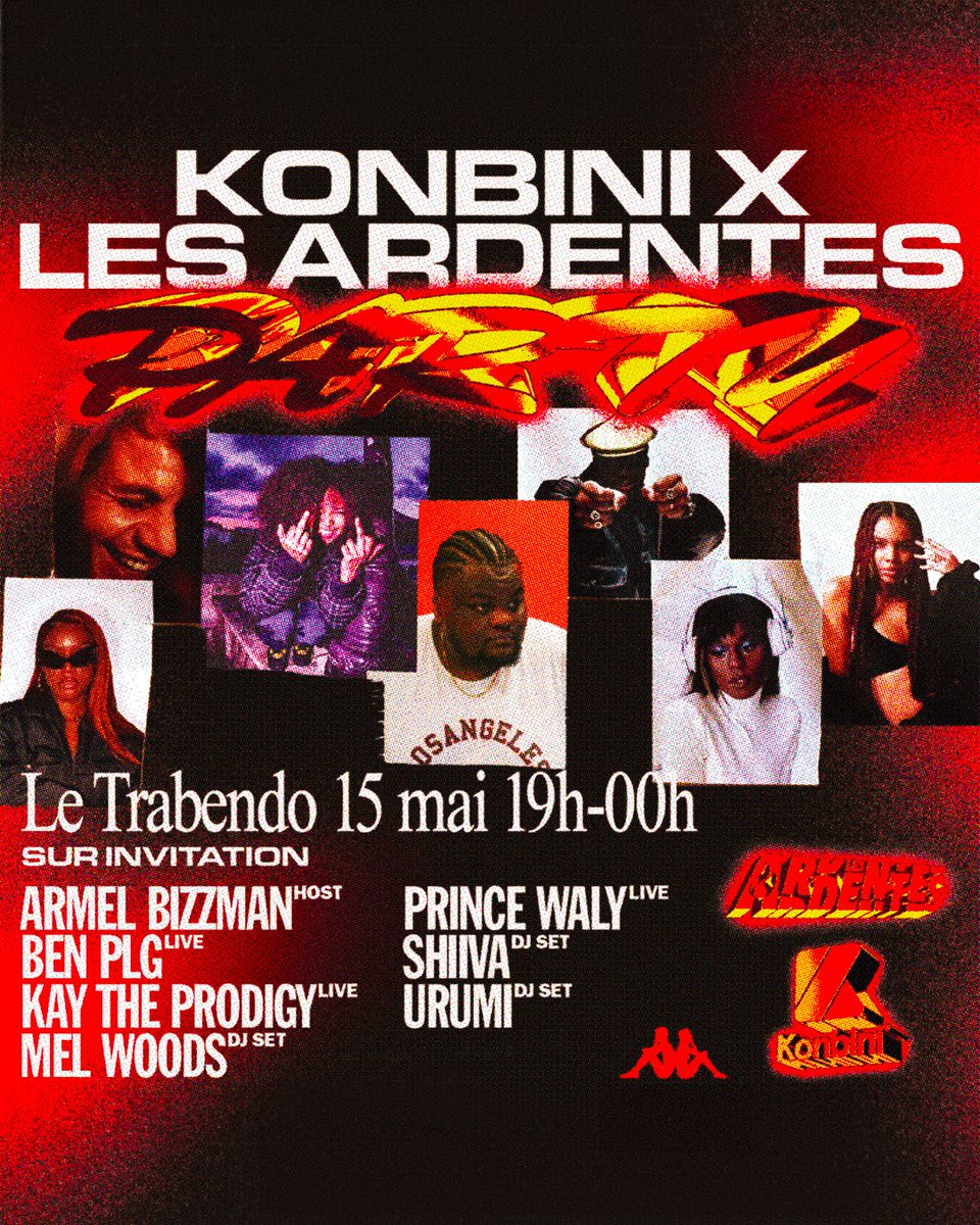 KonbiniFr's tweet photo. 🔥 KONBINI x LES ARDENTES 🔥
 🇫🇷🔗🇧🇪

Le festival le plus chaud d’Europe débarque à Paris. 
Pour fêter ça, 3 des artistes de la scène Konbini Forcing Club enflammeront @LESARDENTES : Prince Waly, Ben PLG, Kay the Prodigy et DJ sets de fou. 

📍 MERCREDI 15 MAI 2024 AU TRABENDO https://t.co/4XWt98uFQh