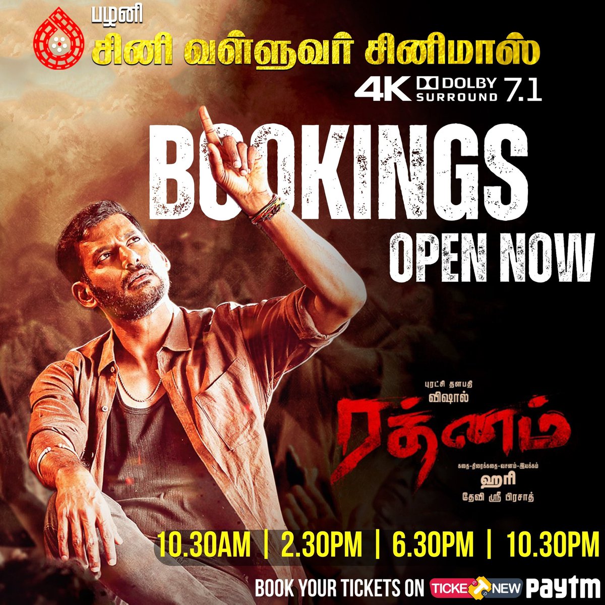 #Vishal & #Hari's #Rathnam from tomorrow💥 Book your tickets on TicketNew & Paytm✨