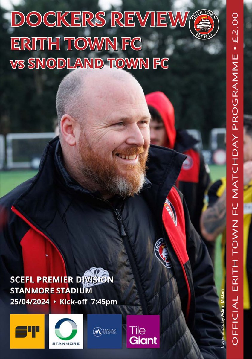 📸 | Dockers manager Adam Woodward is the coverstar on tonight's Snodland Town FC matchday programme. #WeAreDockers