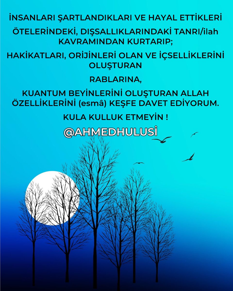 KUANTUM BEYİNLERİNİ OLUŞTURAN ALLAH ÖZELLİKLERİNİ (esmâ) KEŞFE DAVET EDİYORUM. KULA KULLUK ETMEYİN ! @AhmedHulusi