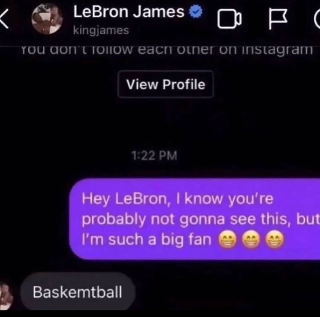 throwback to when lebron replied to my dm 🙏