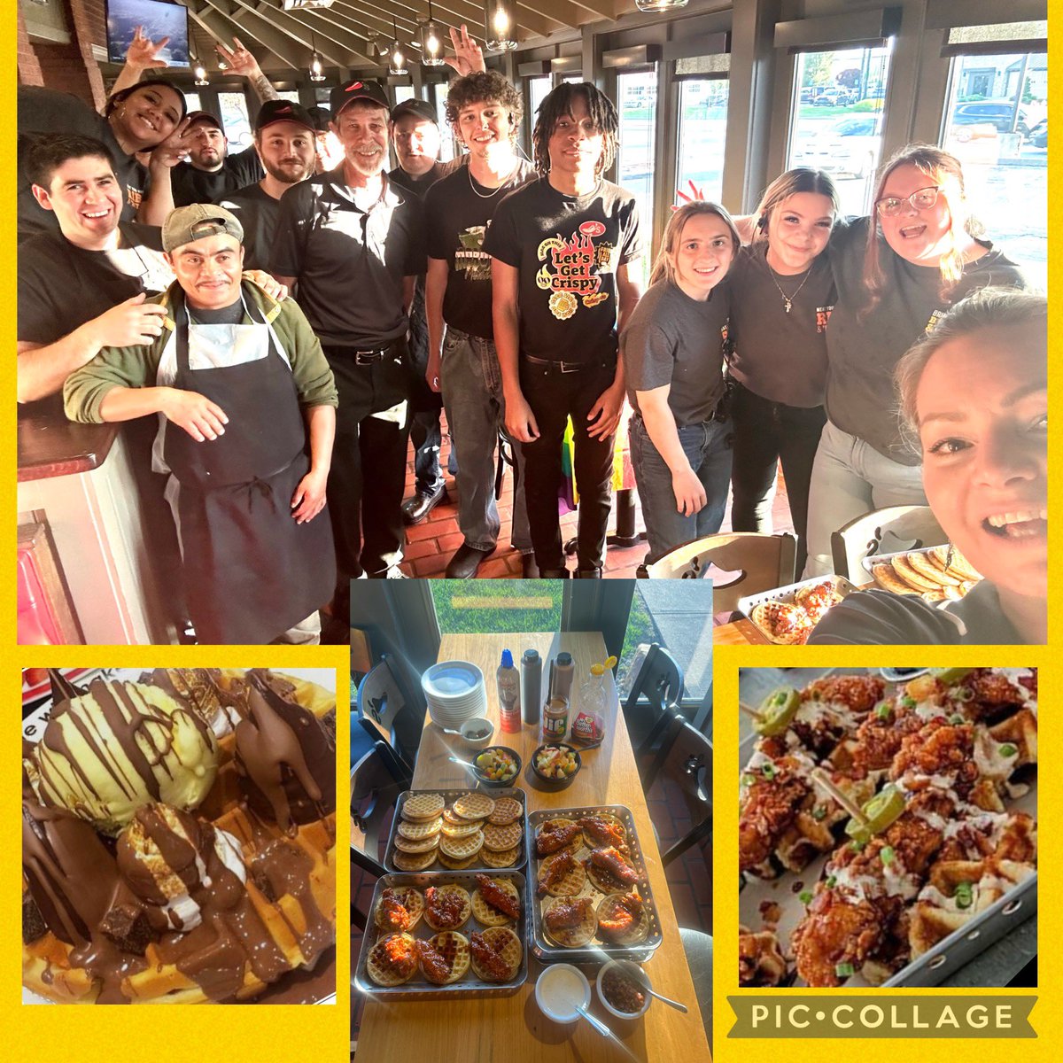 I was unaware #NationalWaffleDay was going to have such a turnout at #chilis1749 But when I said we were making HC Crispers & Waffles they all came running. Then we made IceCream & Waffle Sundaes… #ChilisCULTURE #ChilisLOVE @isalin123456 @ethandshaffer @CaraLiebman @chilis