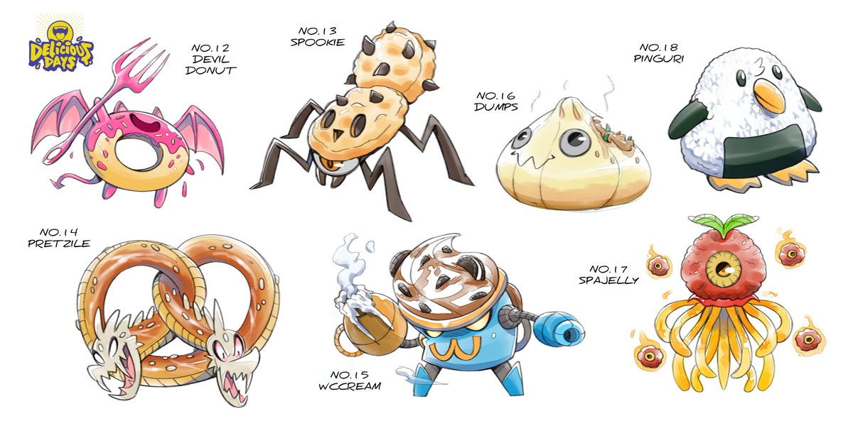 rakun01_'s tweet photo. Hi everybody we have 18 Food Monsters now! 😋
#characterdesign #monsters #DeliciousDays #rakun01 https://t.co/DwOAYlDasj
