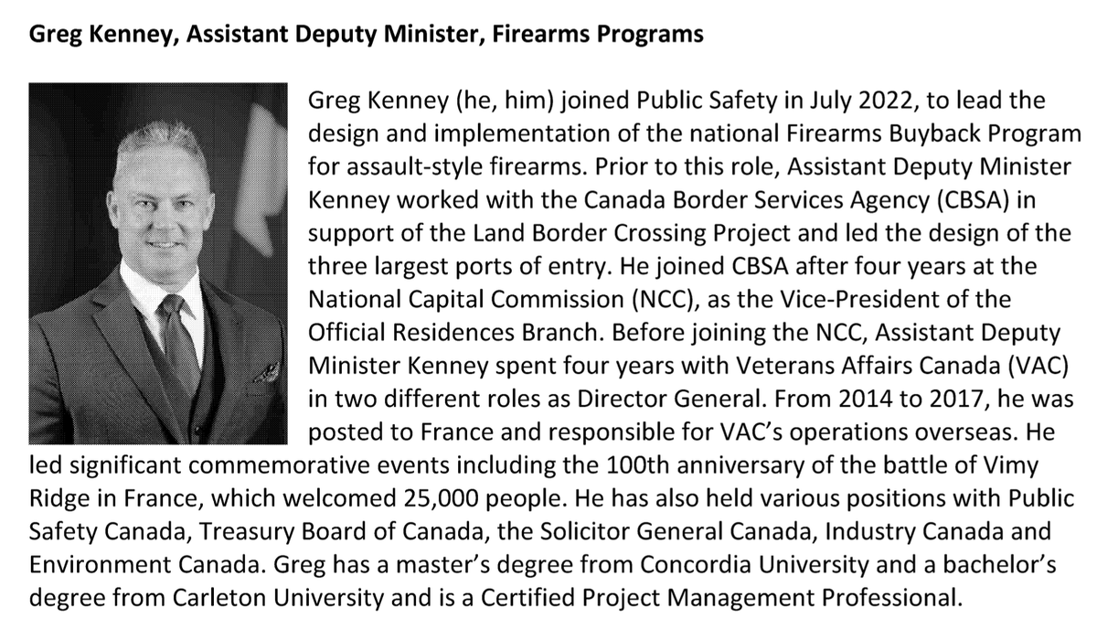 GREG KENNEY - Canada Gun Confiscation Program Leader Greg Kenney (he, him) joined Public Safety in July 2022 to lead the design and implementation of the Liberal crackdown against government-licensed gun users.