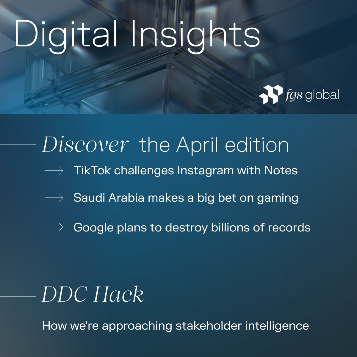 fgs_global's tweet image. Discover the April edition of Digital Insights – stay ahead of the curve by reading the full edition and subscribing to receive future updates: eu1.hubs.ly/H08QsCV0
#FGSGlobal #DigitalInsights