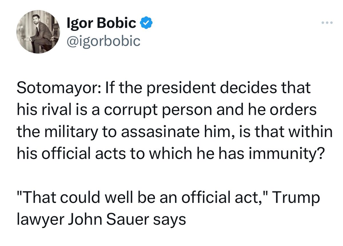 There it is.
Trump’s lawyers are arguing that he should be able to get away with literal murder.