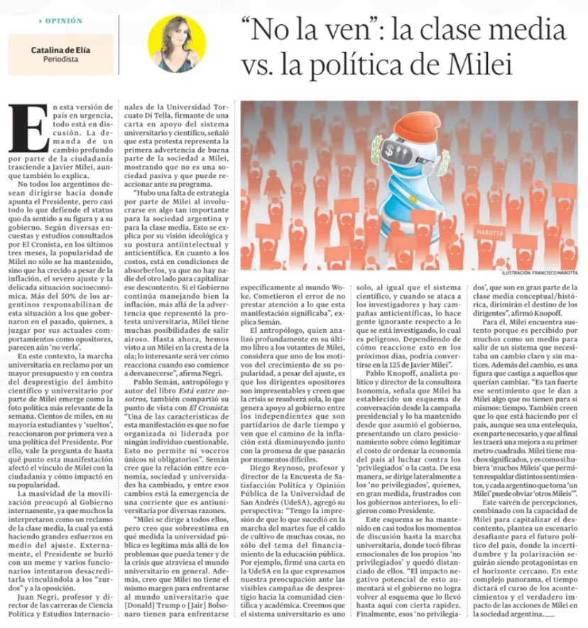 “No la ven': la clase media vs. la política de Milei. Mi nota de hoy en @Cronistacom . Participan Pablo Seman, @dgreynoso , @jjnegri4 y @PabloKnopoff de @isonomiaok cronista.com/columnistas/no…