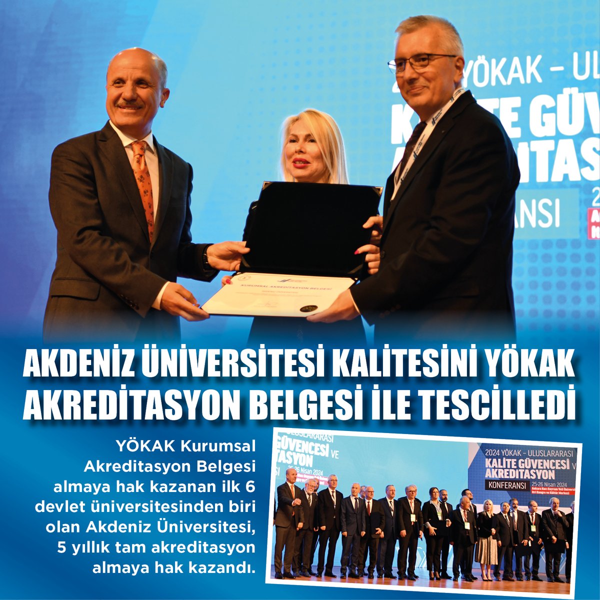YÖKAK Kurumsal Akreditasyon Belgesi almaya hak kazanan ilk 6 devlet üniversitesinden biri olan Akdeniz Üniversitesi, 5 yıllık tam akreditasyon almaya hak kazandı.
🔗akdeniz.edu.tr/tr/haber/akden…
