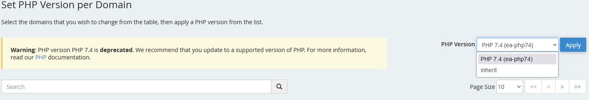 @HGSupport Yes I know. If it was possible to fix in CPANEL I would have done it myself in five minutes. There's no option to go above 7.4.