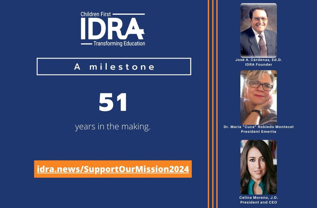 Through April, we celebrate 51 years of impactful education advocacy. Join us commemorating this milestone & make a difference by supporting our mission for educational equity. Donate today bit.ly/49aFDqB & be a part of positive change #IDRA #EducationForAll #DonateNow