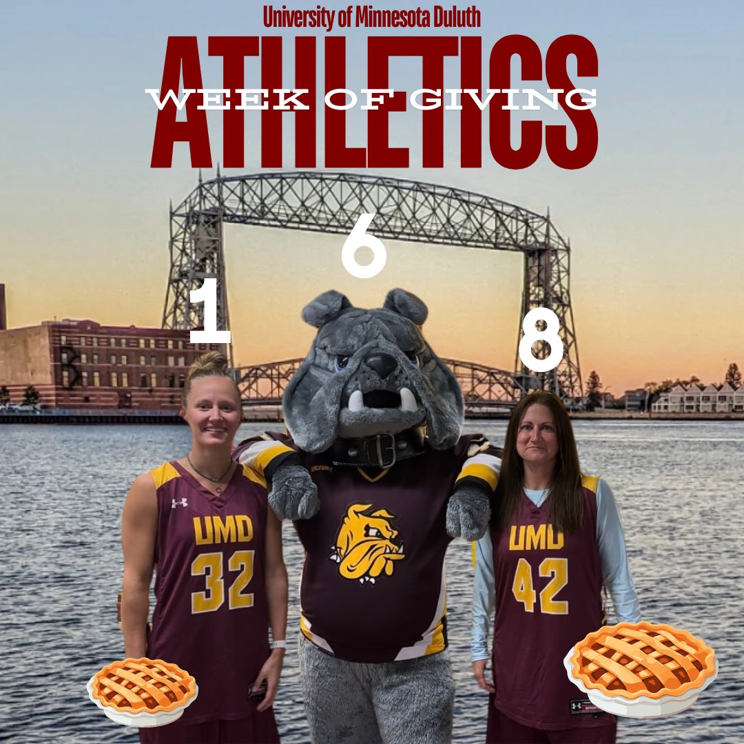 The week of giving continues!!!! With every donation, you get to vote for which coach you want to see get a pie in the face and jump in Lake Superior 🥶

Totals as of 9:00 AM today:
Mandy 8️⃣
Cici 6️⃣
Maesyn 1️⃣

Donate today!! 👇
crowdfund.umn.edu/index.cfm?fuse…