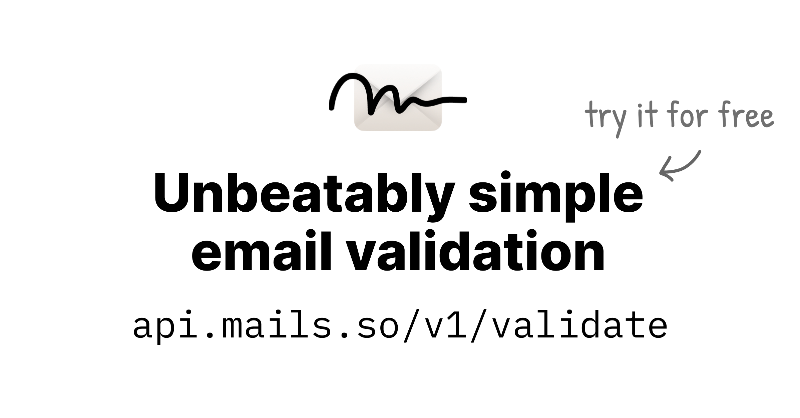 mailsdotso's tweet photo. Unbeatably simple email validation