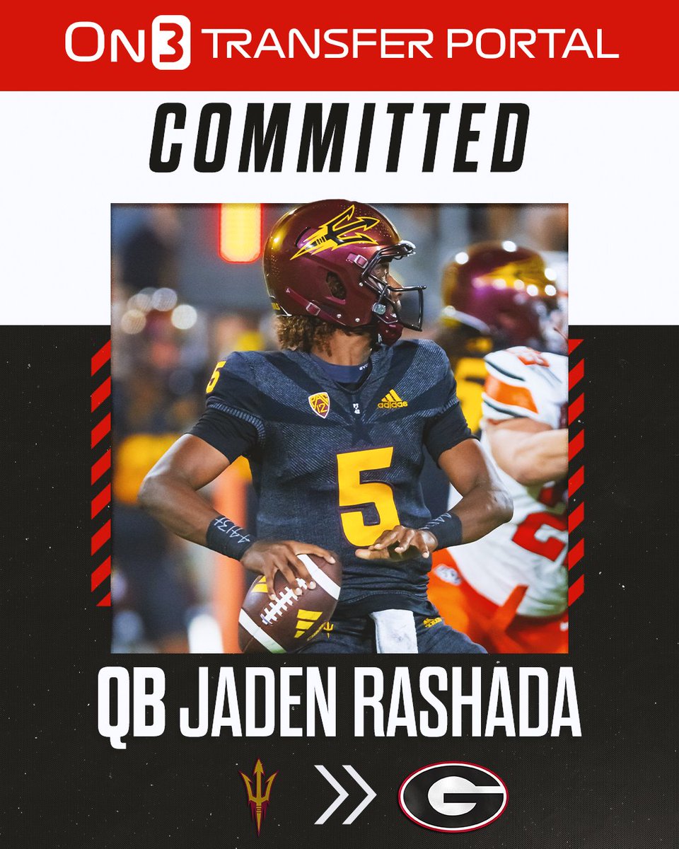 BREAKING: Arizona State transfer QB Jaden Rashada has committed to Georgia, @PeteNakos_ reports🐶 on3.com/college/georgi…