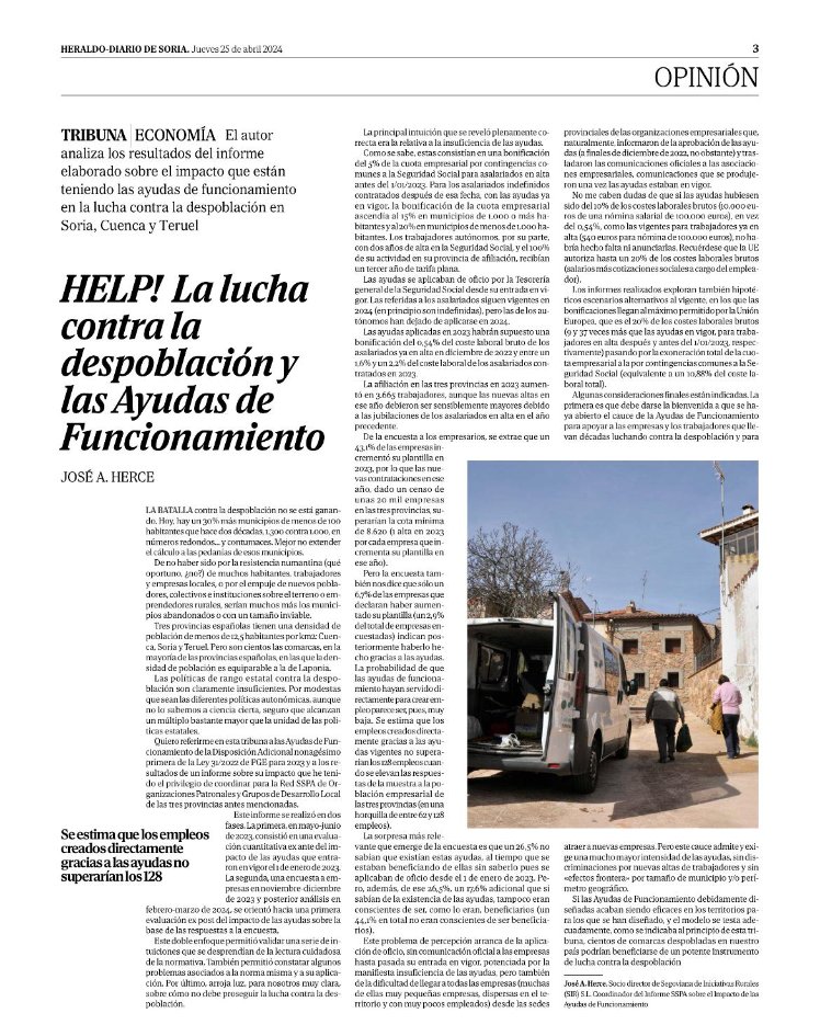 _Herce's tweet photo. HELP!
Necesitamos apoyo para luchar contra la despoblación, o perderemos la batalla.
Gracias amigos del @heraldodiariode
https://t.co/3ZXgOtXRyQ https://t.co/0Zz1sNRHC8