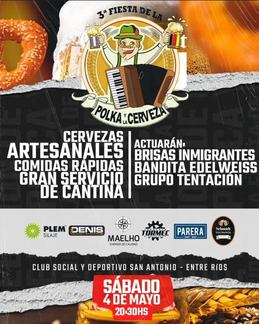 ¡𝟯° 𝗙𝗶𝗲𝘀𝘁𝗮 𝗱𝗲 𝗹𝗮 𝗣𝗼𝗹𝗸𝗮 𝘆 𝗹𝗮 𝗖𝗲𝗿𝘃𝗲𝘇𝗮 𝗲𝗻 #AldeaSanAntonio❗ 🎉🍻
¡Prepárense para el evento más esperado del año en Aldea San Antonio!🎶
#FiestaPolka #CervezaArtesanal #Gualeguaychú #MúsicaEnVivo #EventosyEspectaculos #magazineradio