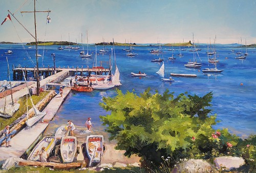 Everyday gets us a little bit closer to warm weather and time on the water! Can you feel the warmth of the sunshine in this 24'x36' oil painting 'Chester Yacht Club' by Alexander Koltakov? #localart #halifaxart #halifaxns #canadianart #artgallery #artcollector #artwork #yachtlife