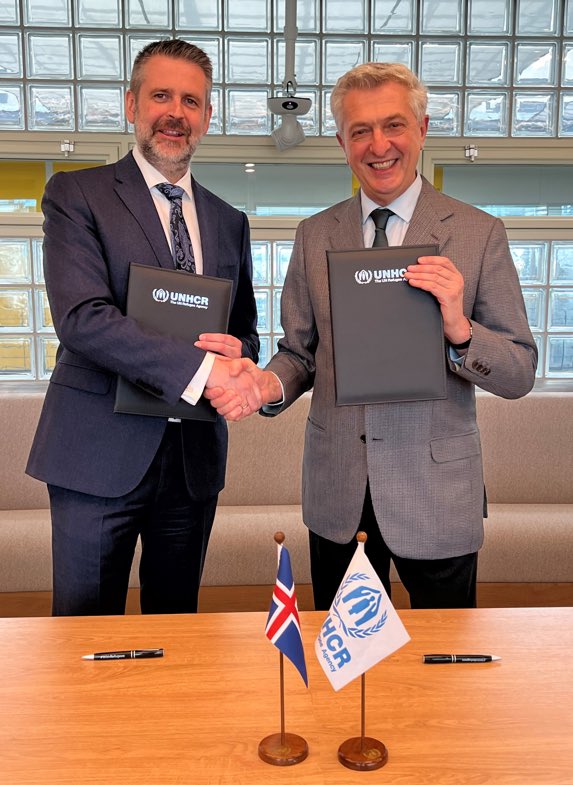 Filippo Grandi (@filippograndi) on Twitter photo I want to warmly thank
Iceland 🇮🇸 for having reaffirmed very strongly its support to UNHCR through the signature of a multi-year agreement and increased, largely flexible financial contributions. Grateful to <a href="/martineyjolfs/">Martin Eyjolfsson</a> for visiting us in Geneva and for a good discussion. I want to warmly thank
Iceland 🇮🇸 for having reaffirmed very strongly its support to UNHCR through the signature of a multi-year agreement and increased, largely flexible financial contributions. Grateful to <a href="/martineyjolfs/">Martin Eyjolfsson</a> for visiting us in Geneva and for a good discussion.