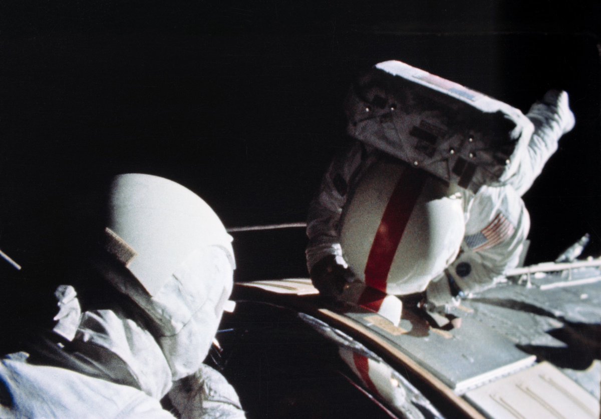 On this day 1972 - Apollo 16 Deep Space EVA Ken Mattingly becomes the 2nd person to perform a deep space EVA during the journey back to earth from the moon, assisted by Charlie Duke on the left who is standing up in the Command Module’s hatch The purpose of the EVA was to…