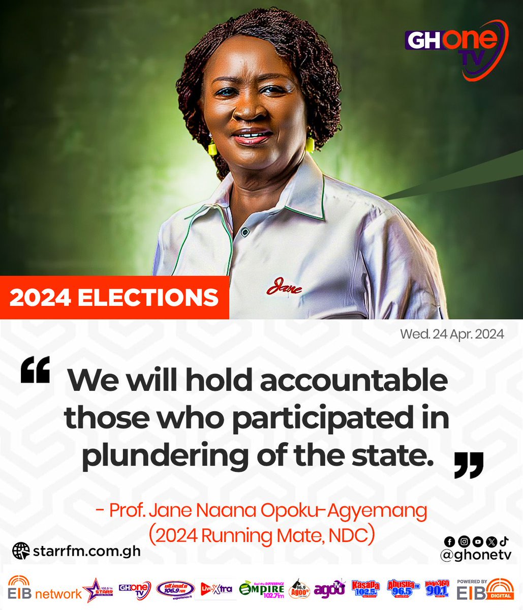 NDC Outdoors Prof. Jane Naana Opoku-Agyemang...

#GHOneNews #GHOneTV
#Election2024 #ElectionHub
#NDC #JohnAndJane2024