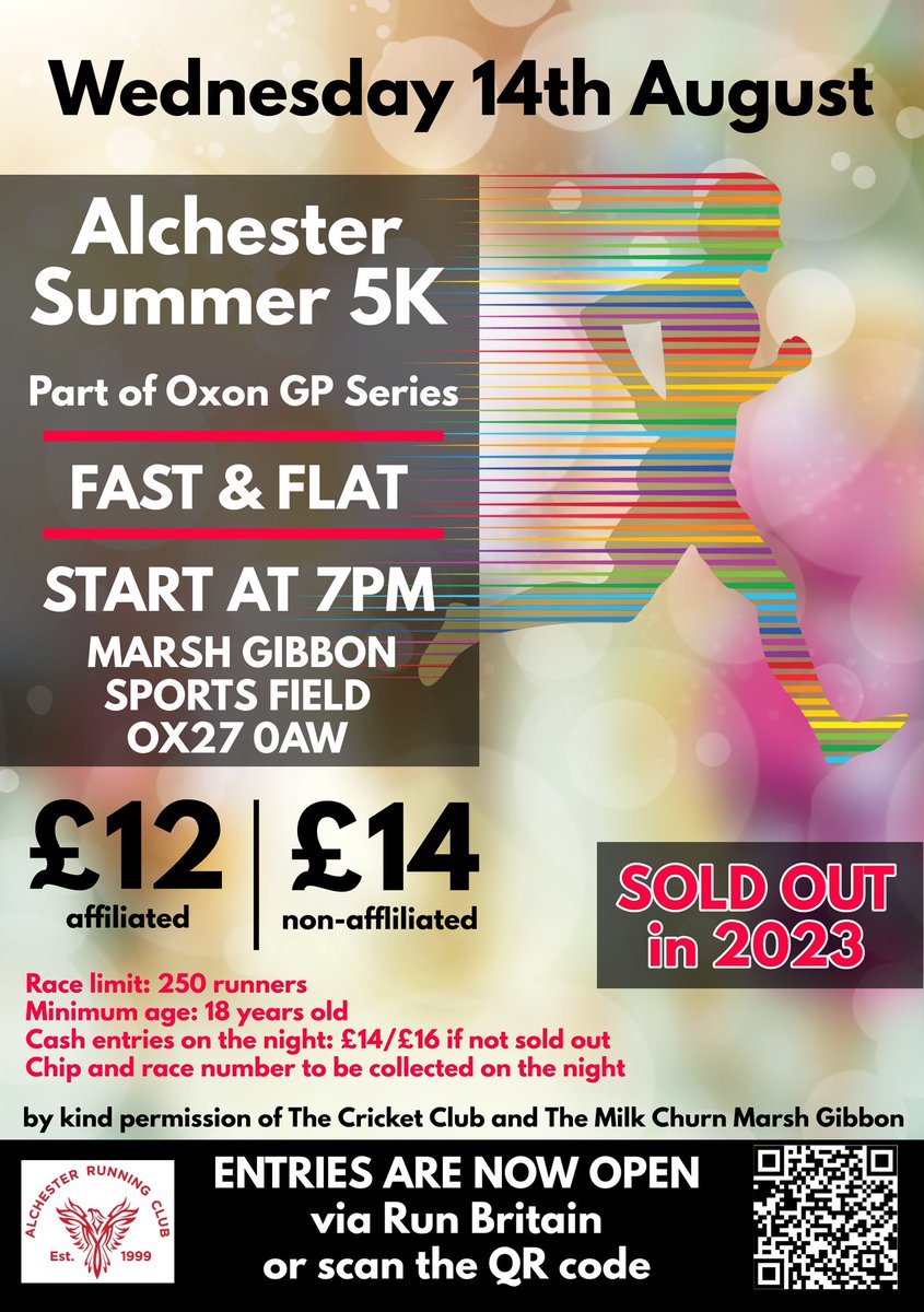 Alchester5k's tweet photo. Look out for our flyer at nota-cation tonight! Entries are now open. Fast, flat and fun! @Alchesterunclub https://t.co/OgA0uWwGSR