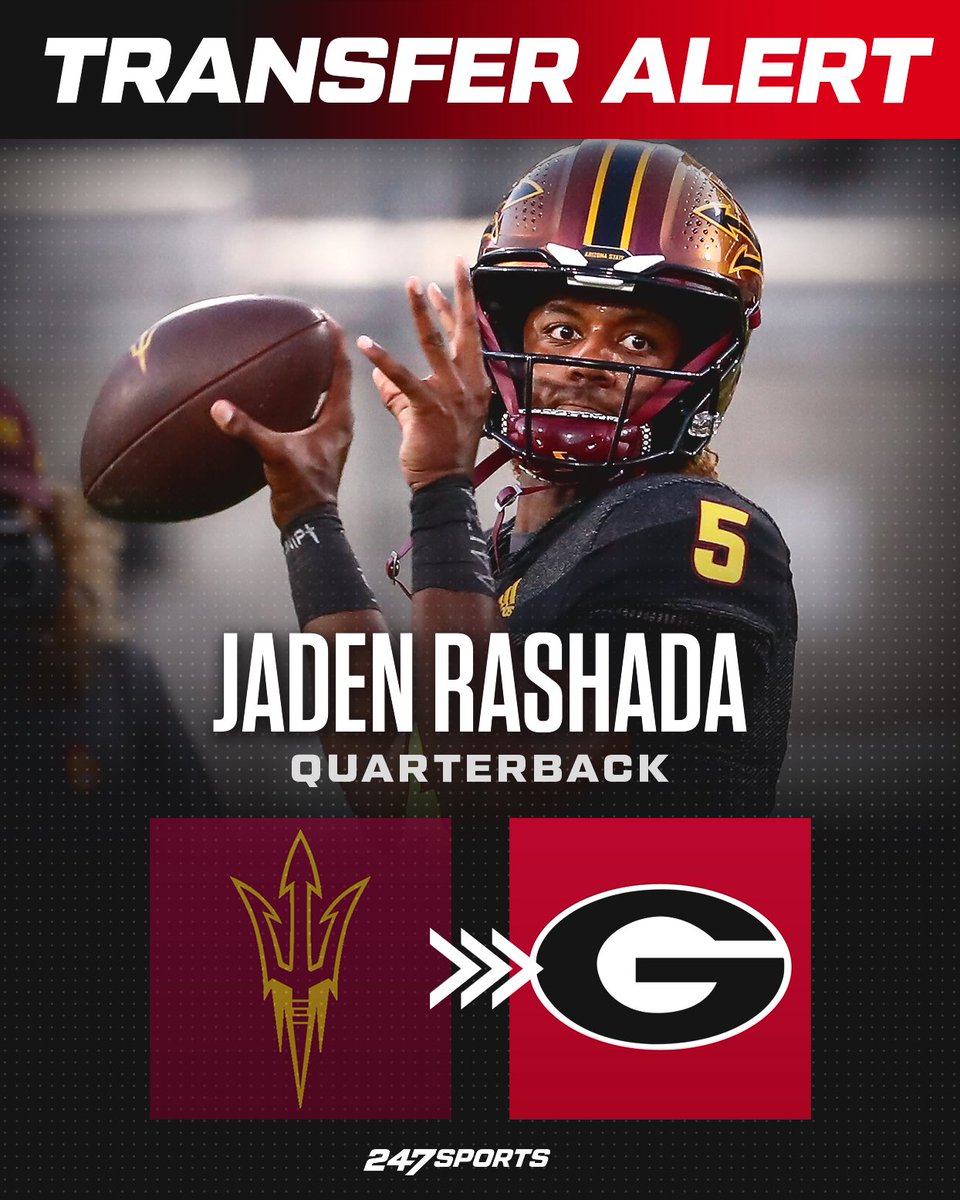 BREAKING: Former Arizona State QB Jaden Rashada is expected to transfer to @GeorgiaFootball, sources tell our @chris_hummer and @mzenitz. 🐶 Rashada was a Top-50 recruit in the class of 2023. STORY 🔗 247sports.com/article/georgi…