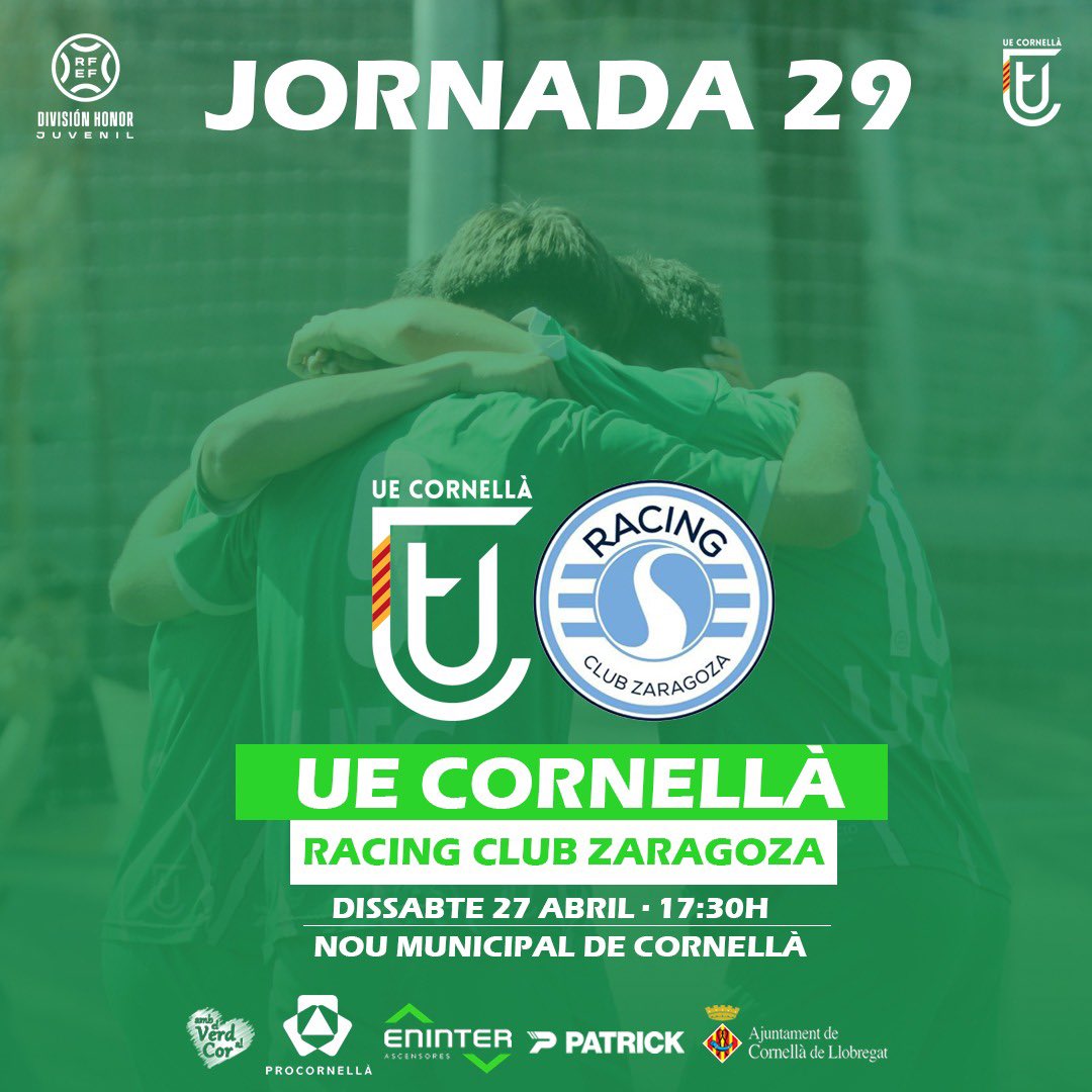 💪🏻 𝗨́𝗟𝗧𝗜𝗠 𝗣𝗔𝗥𝗧𝗜𝗧 𝗔 𝗖𝗔𝗦𝗔! 🚀 

⚽️ El #JuvenilA rep aquest dissabte (17:30h) el @rcdzaragoza en la penúltima jornada de #dhj3! 

🔥 LA PERMANÈNCIA EN JOC! 🔥
🟢 𝗛𝗢 𝗔𝗖𝗢𝗡𝗦𝗘𝗚𝗨𝗜𝗥𝗘𝗠, 𝗩𝗘𝗥𝗗𝗦! 😉

#JuvenilARacingZaragoza
#Ambelverdalcor 💚