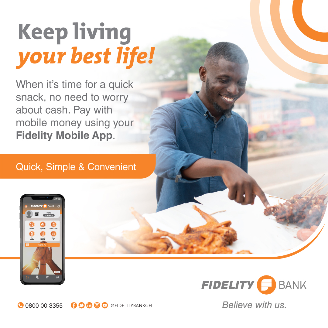 Living your best life includes enjoying every moment, especially #Kebab time! Pay seamlessly with Fidelity Mobile Money.

#KebabAndGo #FidelityMobileApp #FidelityMobileMoney #BelieveWithUs