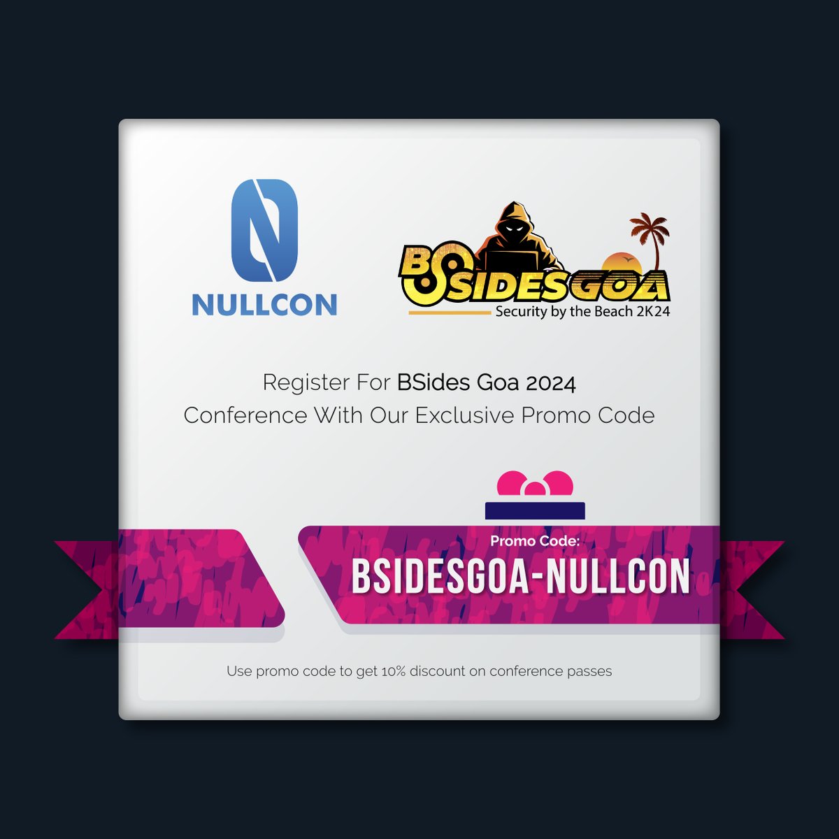 🥳 Only 2 days left until Security @bsidesgoa's very first conference! 

Join us in celebrating this exciting milestone and use our exclusive discount code for 10% off on your registration.

Conference Date: 27th April 2024
Link: bsidesgoa.in/register

#CommunityPartner