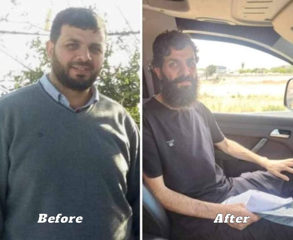 ⭕ Zionist occupying forces release Palestinian man; Saed Abu Al-Baha from Beitunia after held him captive for 20 months without trial or charge. Look at him ..