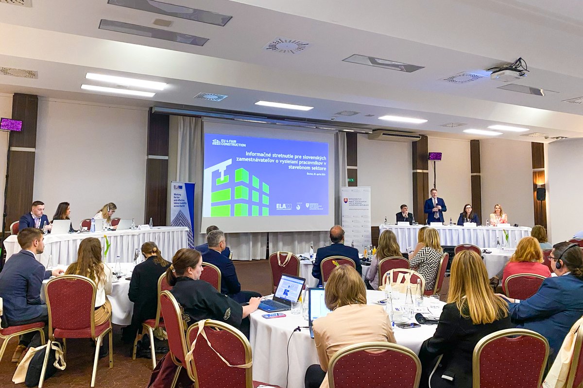 EU_ELA's tweet photo. 📢ELA, together with the Slovak Ministry of Labour, Social Affairs and Family, held an information session today in 🇸🇰Bratislava for employers in the #ConstructionSector.
Through these sessions, ELA actively promotes #Labourmobility & the fair application of the #PostingRules. https://t.co/T9VG8j7OGt