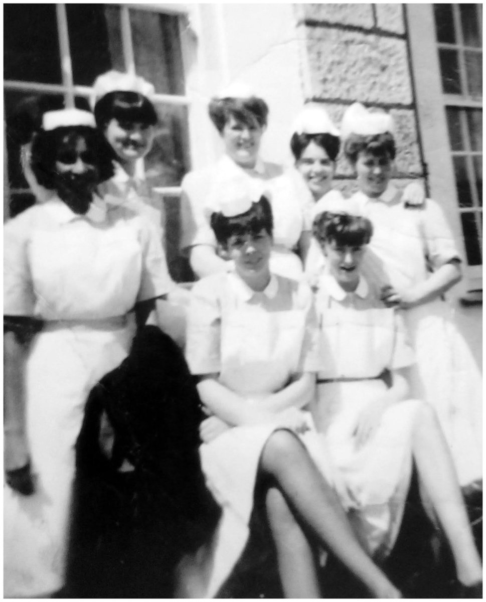 #ThrowbackThursday me as a student nurse in the 60s, seated on the left .