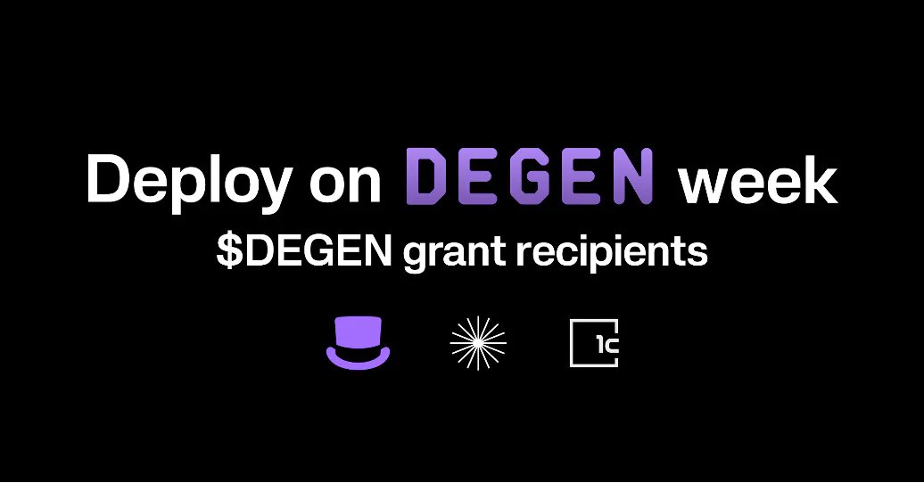 Deploy on Degen Week has ended, and the winners are chosen! Congratulations to all who participated. If you weren't selected this time, stay tuned—more grants are on the way. We're super impressed by the talent and dApps on the Degen chain! Keep building! degen.tips/degen-week