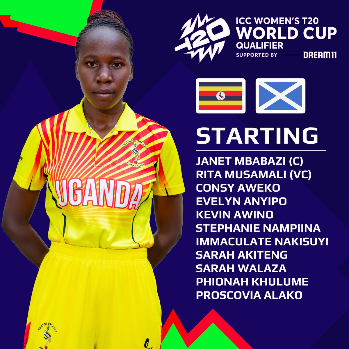 Game time: Uganda 🇺🇬 won the toss and elected to bowl 

Live score link 👇 

icc-cricket.com/matches/242976… 

Watch via icc.tv 

#LetsGoVictoriaPearls