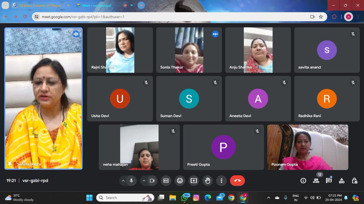 @BJPMM4JK State President Smt @DograSanjita Ji chaired virtual meeting with district and mandal presidents of #Jammu_Reasi constituency and motivated them to be active in their booths for tomorrow’s voting . #PhirEkBaarModiSarkar