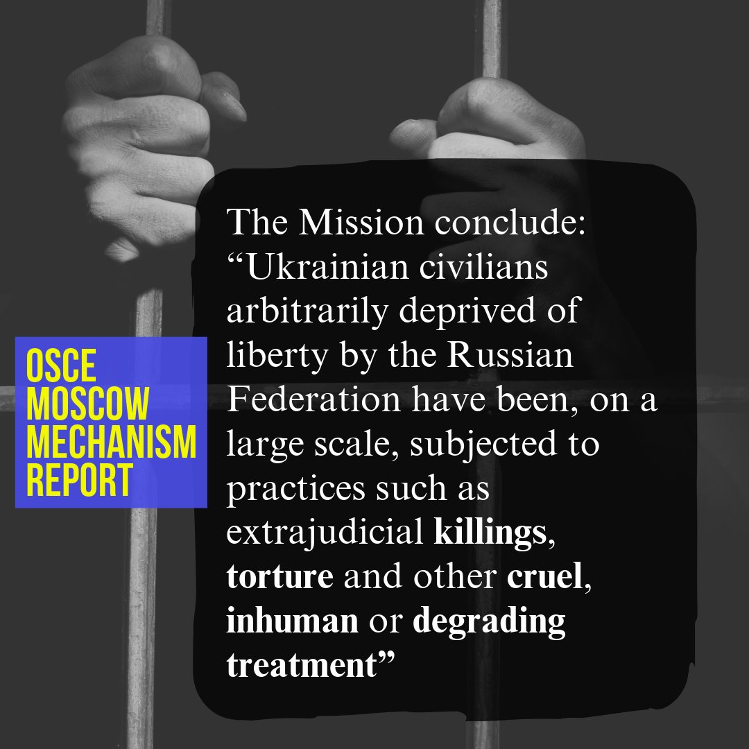 Slovenia 🇸🇮 was one of the 45 states that invoked @OSCE #MoscowMechanism on Ukrainian civilians arbitrarily deprived of liberty by the RF. The report by the experts is out: