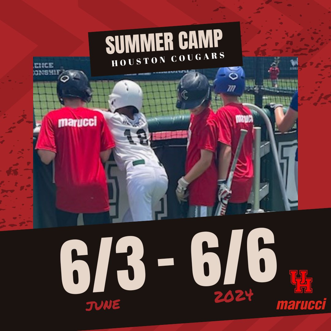 ⚾️ Swinging into Summer like a pro! 🌞 Our youth baseball camp is about fun, teamwork, & building skills that enhance game time performance. 
Register your young slugger into the Cougar baseball camp today! 
Go Coogs 🐾 
info.collegebaseballcamps.com/uh/
#BaseballyPlays #summercamp #HTX
