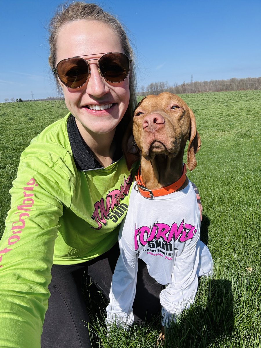 Archie 🐕 was not happy about wearing the T-shirt, but ecstatic about the Journey 5K! This annual event is about supporting mental health among farmers during the most stressful time of the year through the Do More Ag Foundation! #DoMoreAg #Journey5K #MentalHealth