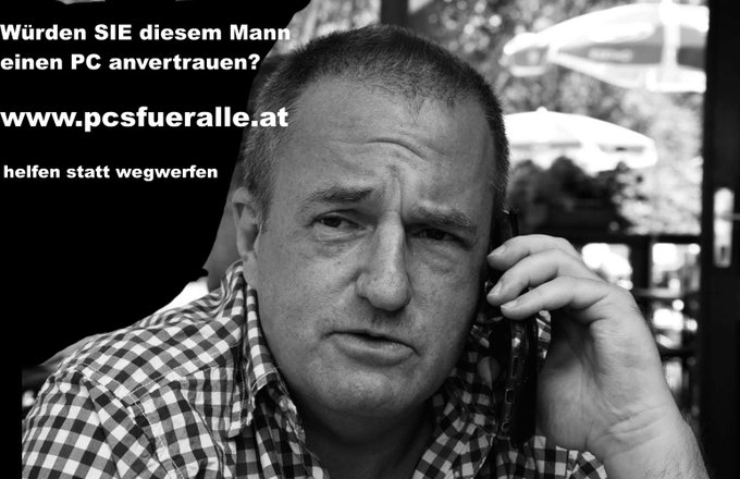 würden sie diesem Mann einen alten PC anvertrauen?
pcsfueralle.at für mehr Info :)
#nachhaltigkeit 
#umweltschutz 
#muellvermeidung 
#upcycling #bildung #chancengleichheit #pcsfueralle #schule #armut