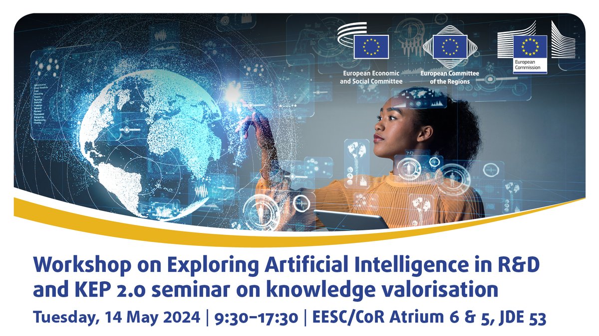 Join us for a dynamic day on 14 May! Explore EU´s position in race for #AI talent and identify promising sectors of #AI in R&D. All in view of the next EU Framework Programme for #Research and #Innovation. See europa.eu/!WthTTn Register until 12 May: europa.eu/!gkqM9X