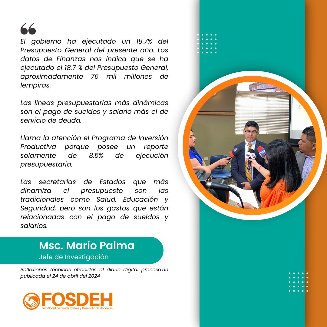 🚨 La baja ejecución presupuestaria en Honduras sigue siendo motivo de observación. 🚨 ¿Sabías que la inversión productiva aún sigue rezagada, mientras que los gastos en sueldos, salarios y el pago del servicio de deuda ocupan la mayor parte del presupuesto? Necesitamos…